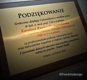 Pdziękowanie, dyplom, certyfikat nadruk na blasze - reklama Kraśnik