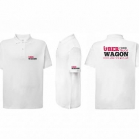 UBER WAGON  - odzież reklamowa - koszulki polo - techniczna z indywidualnym nadrukiem.